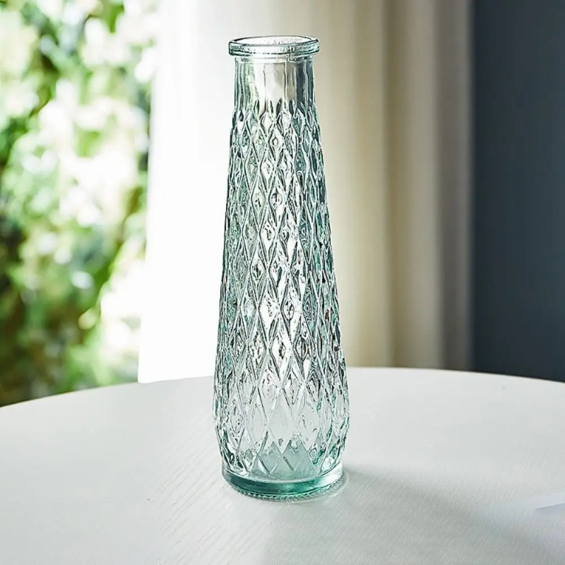 Home Decor Diy Ideas - 심플 빈티지 엠보싱 유리 꽃병 미니