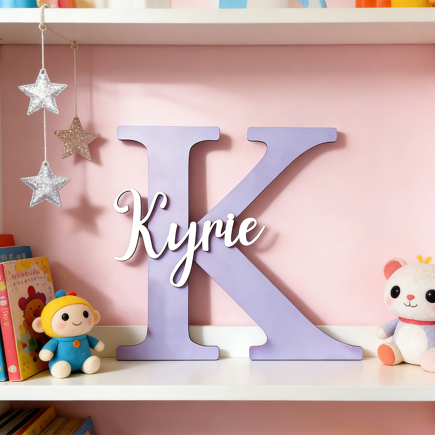 Wooden Letter Sign - 1개 맞춤 제작 2중 레이어 연보라색