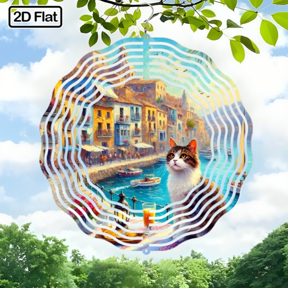 Boho Wind Chimes - 보헤미안 스타일 2D 물고기 회전 풍차