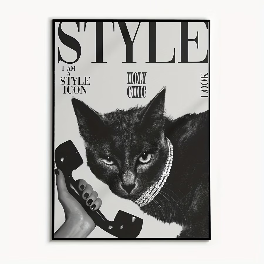 Home Decor Cat - 레트로 검은 고양이 전화 걸고 받고