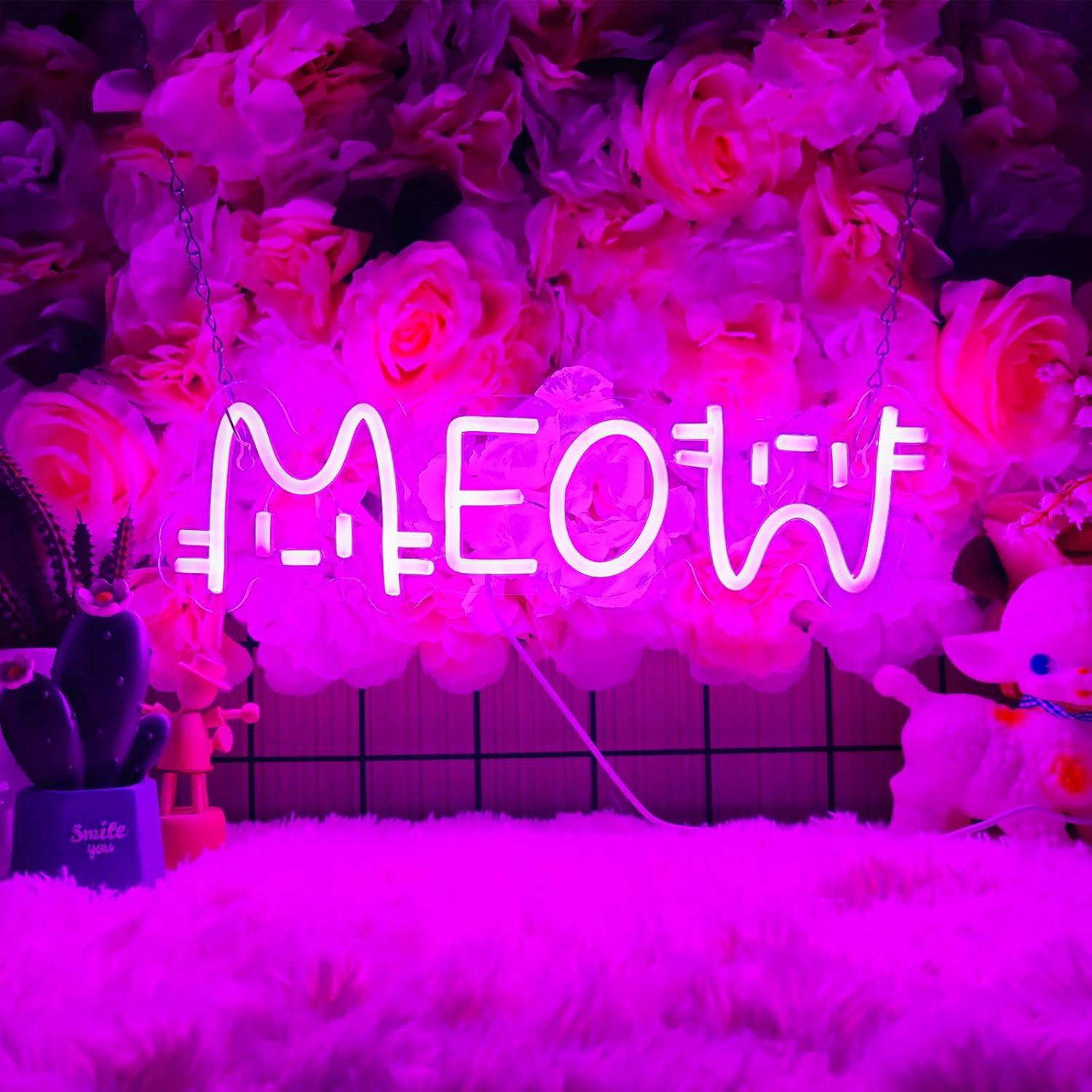 Home Decor Cat - 야옹 네온사인 고양이 USB 전원 LED