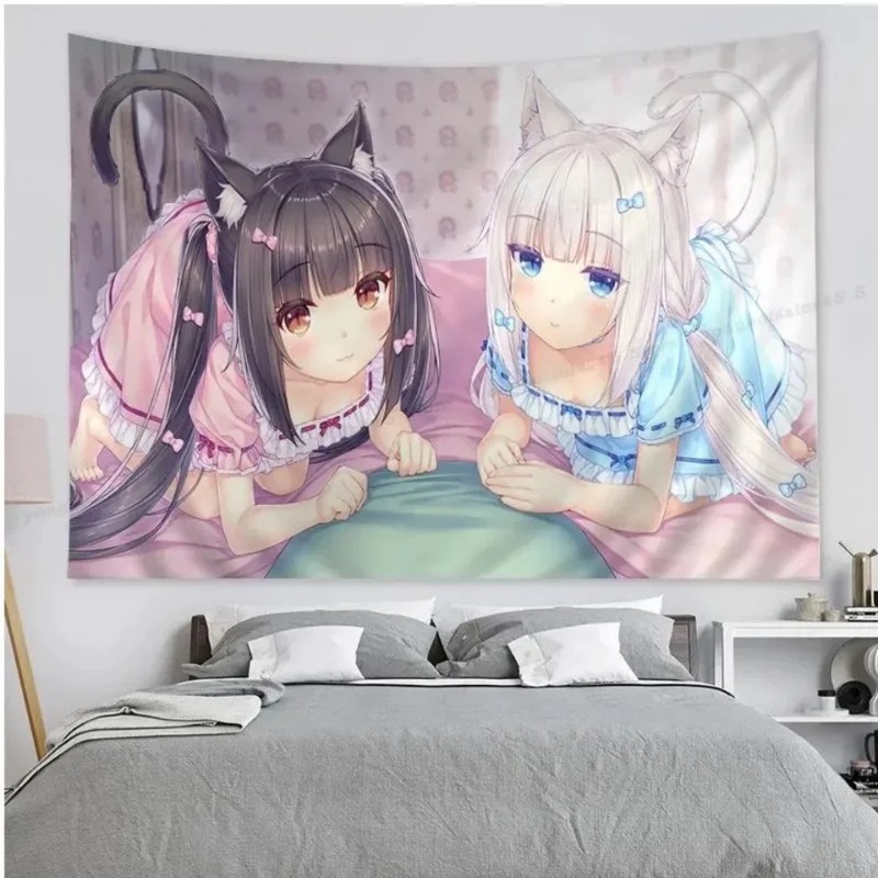 Home Decor Under 100 - VIKAMA 고양이 소녀 애니메이션 태피스트리 달콤한