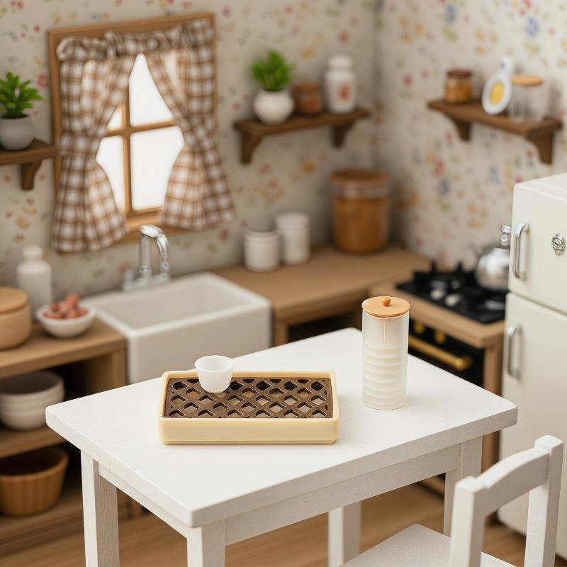 Home Decor Company - 미니어처 티 트레이 세트, 인형의 집