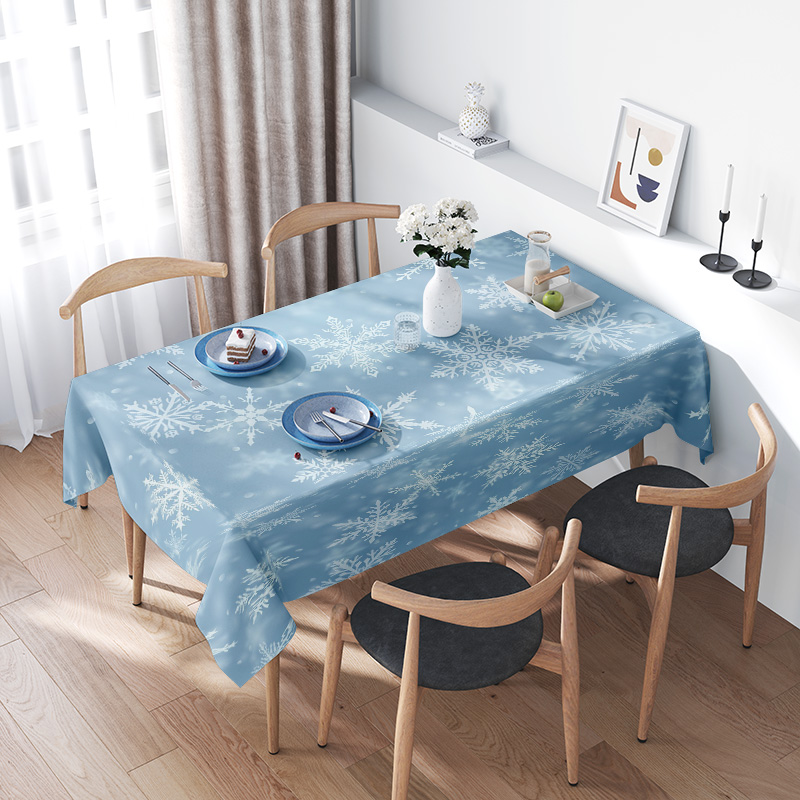 Home Decor Online Shop - 눈송이 식탁보 겨울 홈 인테리어 파란색