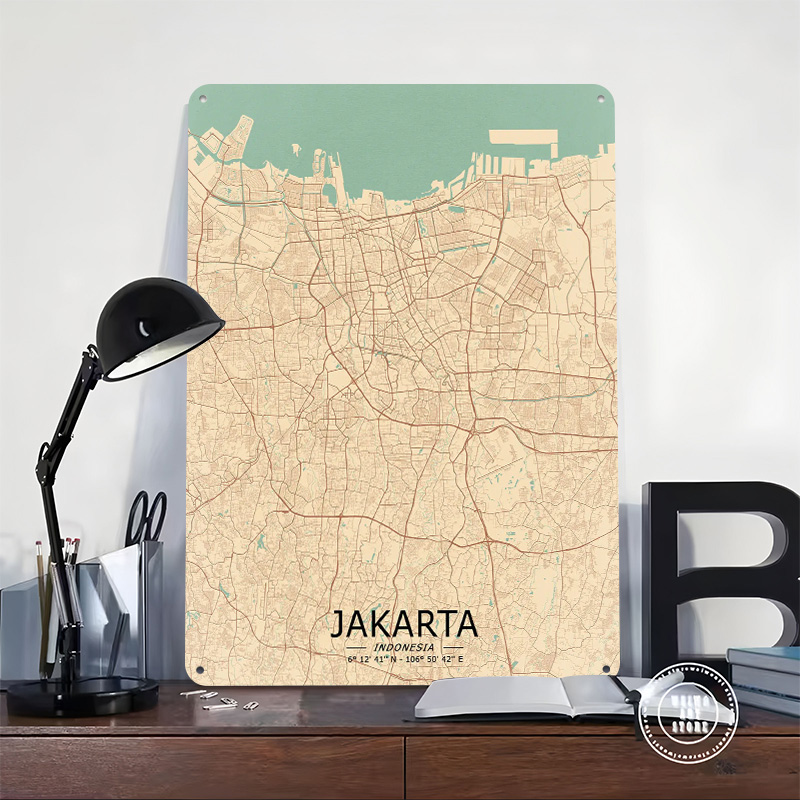 자카르타 빈티지 지도 인쇄 포스터 맞춤형 벽 예술 레트 - Home Decor Jakarta 리뷰 및 가격