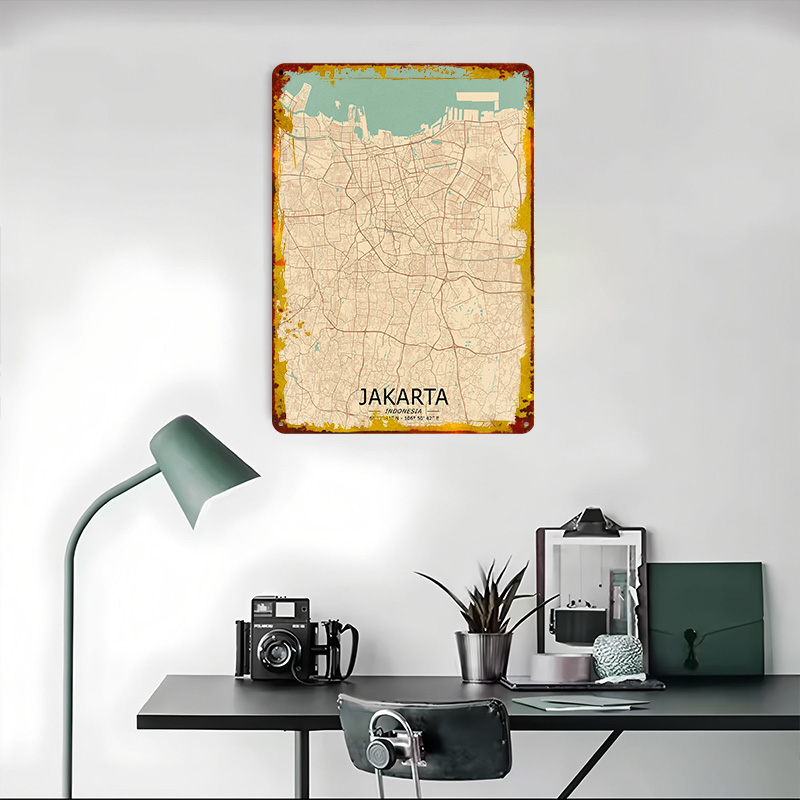 자카르타 빈티지 지도 인쇄 포스터 맞춤형 벽 예술 레트 - Home Decor Jakarta 리뷰 및 가격