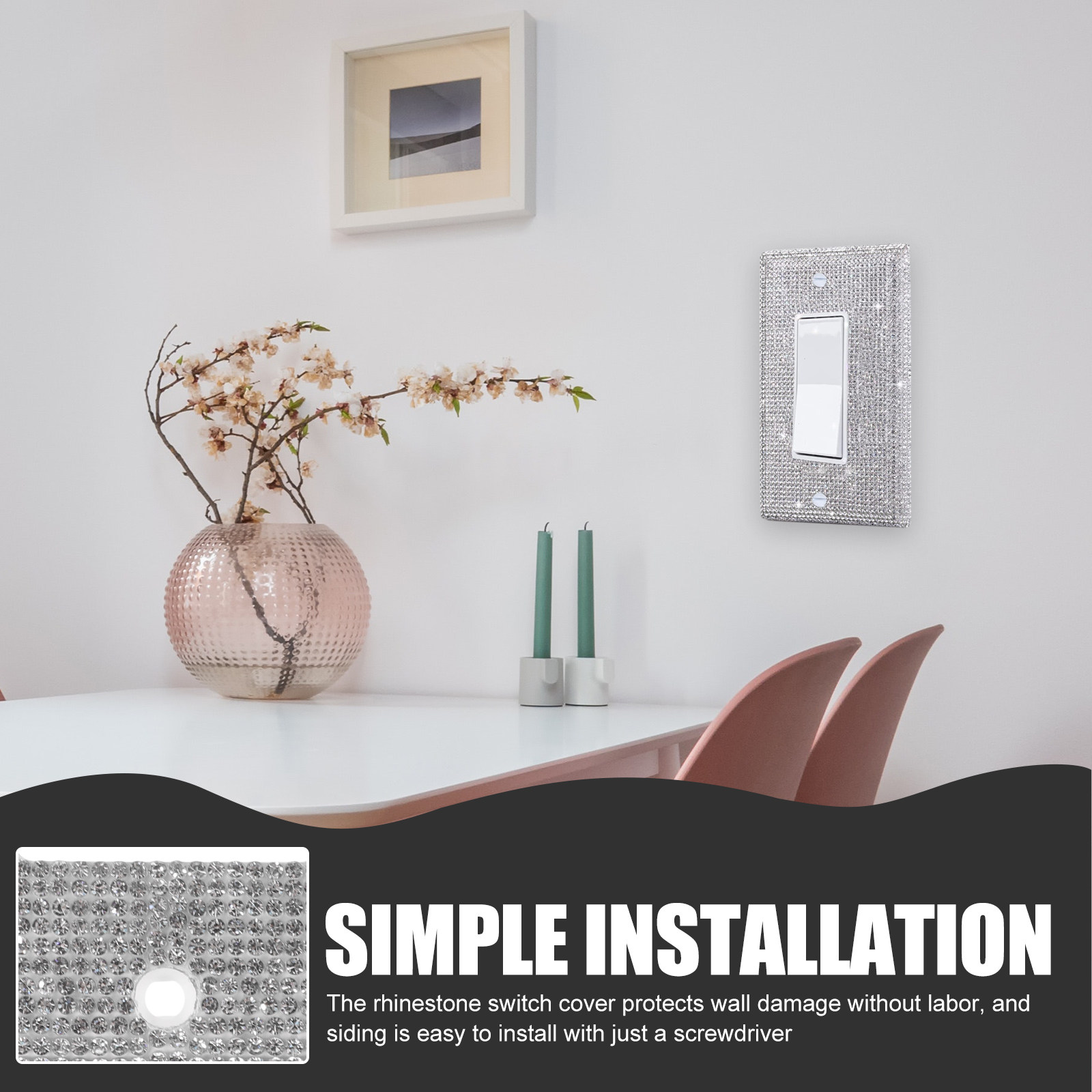 1슬롯 블링 라인스톤 조명 스위치 커버 프리미엄 PC  - Home Decor Outlet 리뷰 및 가격