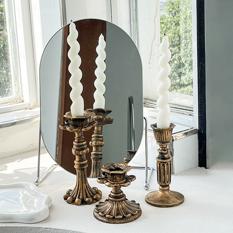 빈티지 청동 촛대 장식품 앤틱 꽃무늬 테이퍼 홀더, 성 - Home Decor Free 리뷰 및 가격