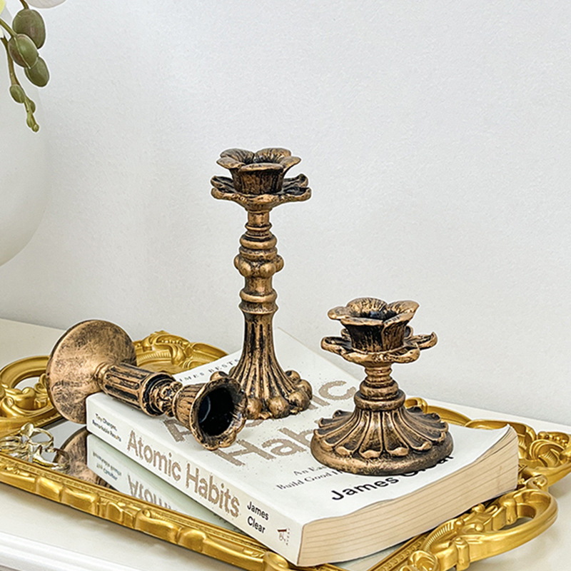 빈티지 청동 촛대 장식품 앤틱 꽃무늬 테이퍼 홀더, 성 - Home Decor Free 리뷰 및 가격