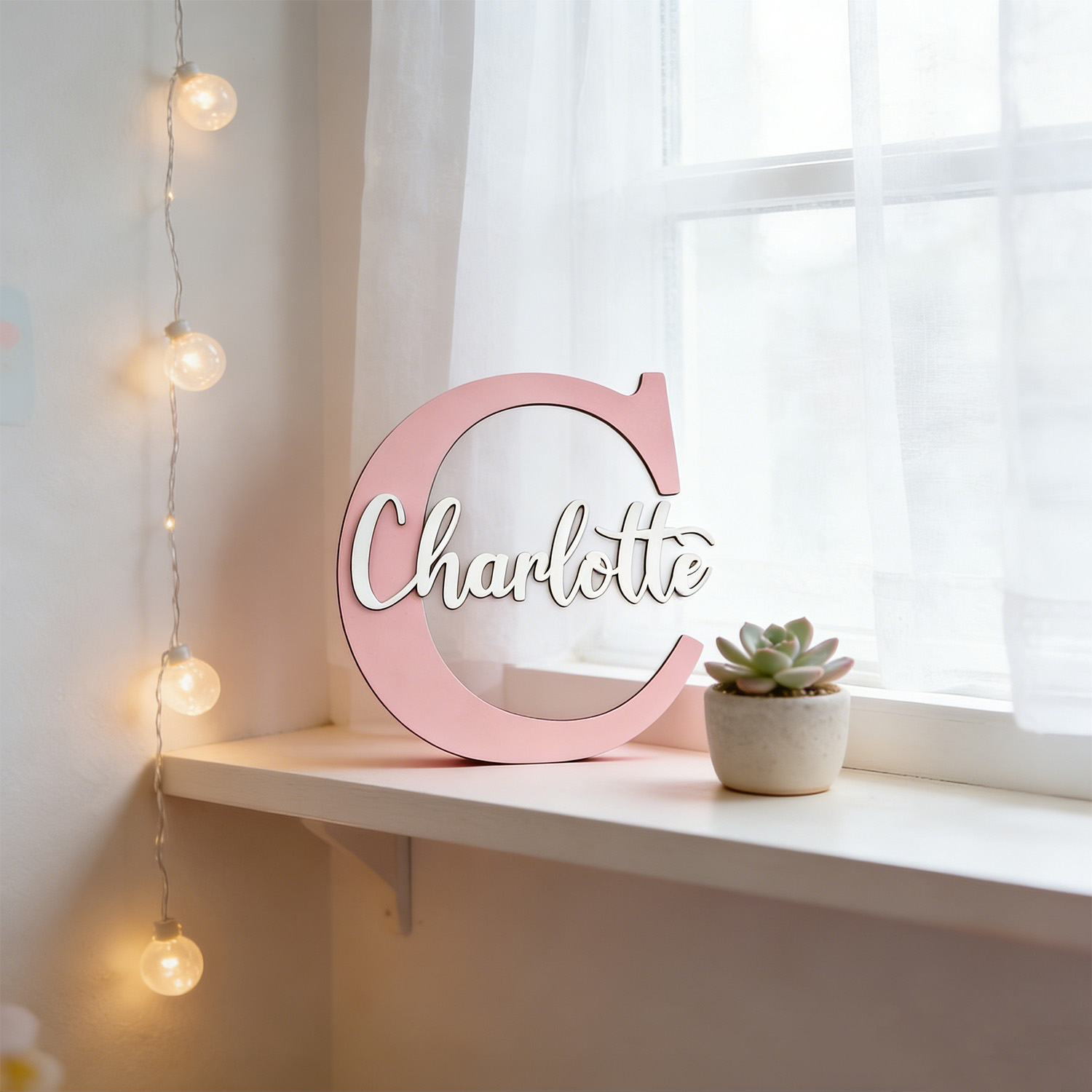 1개 맞춤 제작 2중 레이어 연보라색 이니셜 나무 이름 - Wooden Letter Sign 리뷰 및 가격