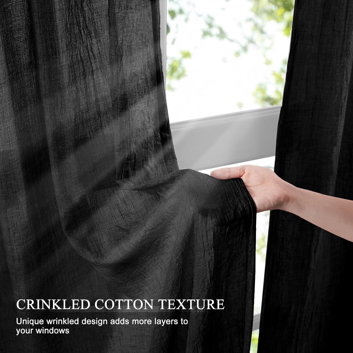 침실 거실용 블랙 시어 커튼, 내추럴 린넨 빛차단 시어 - Home Decor Window Blinds 리뷰 및 가격