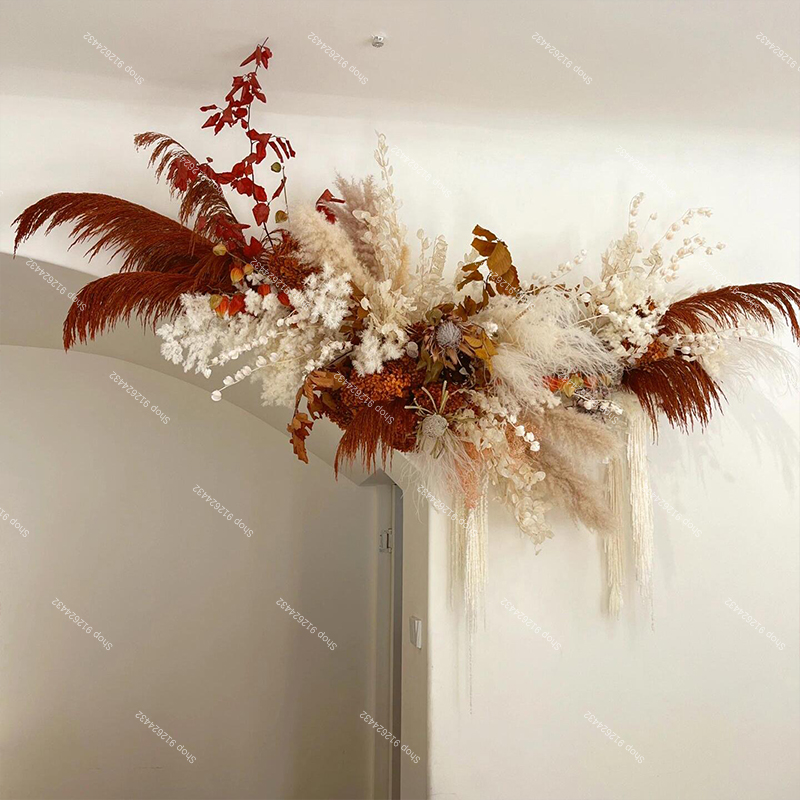 팜파스 그래스 인조 장미 꽃 팜 잎 인조 DIY 웨딩  - Pampas Grass Decor 리뷰 및 가격