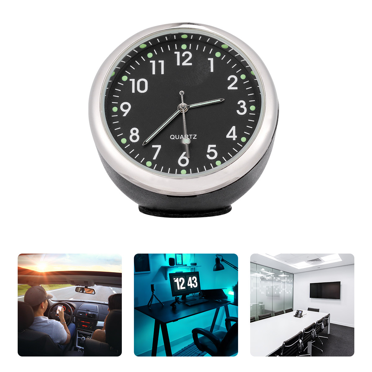 블랙 루미너스 쿼츠 시계 자동차 시계 대시보드 컴팩트  - Home Decor Outlet 리뷰 및 가격