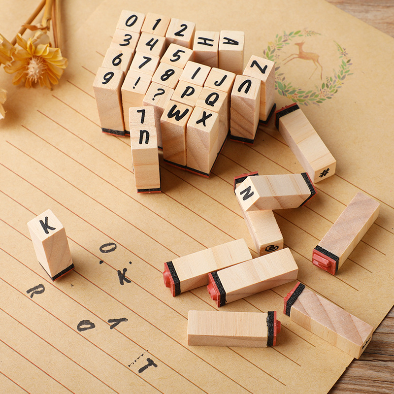 DIY 기본 일기장 세트, 숫자 및 문자 도장, 나무  - Wooden Letter Sign 리뷰 및 가격