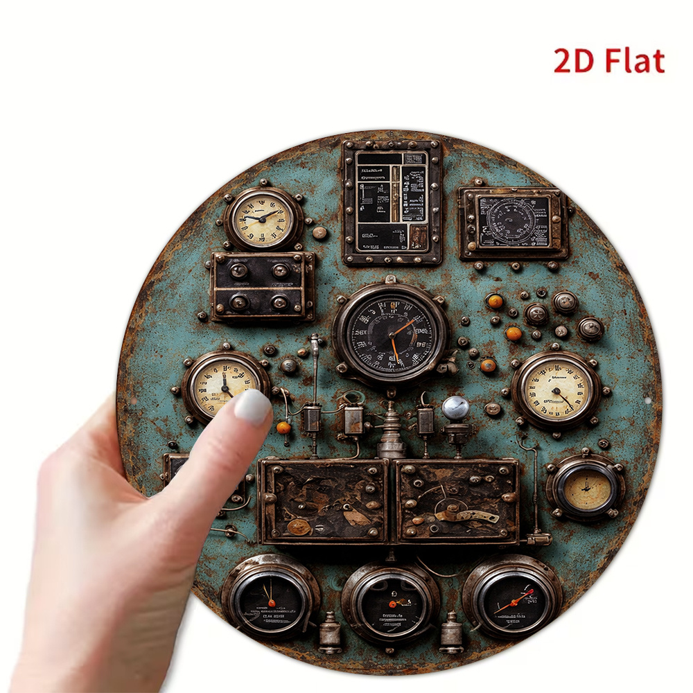 2D 플랫 레트로 대시보드 원형 알루미늄 사인 - 스팀 - Home Decor Wall Panels 리뷰 및 가격
