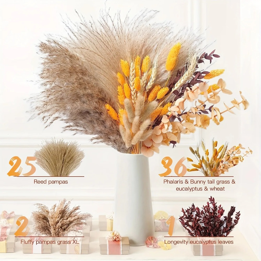 80 조각 자연 말린 꽃 꽃다발 홈 인테리어 팜파스 리 - Pampas Grass Decor 리뷰 및 가격