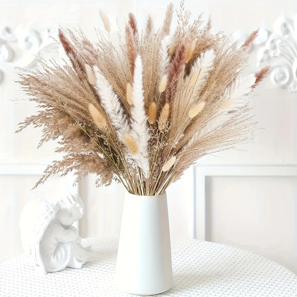 80 조각 자연 말린 꽃 꽃다발 홈 인테리어 팜파스 리 - Pampas Grass Decor 리뷰 및 가격