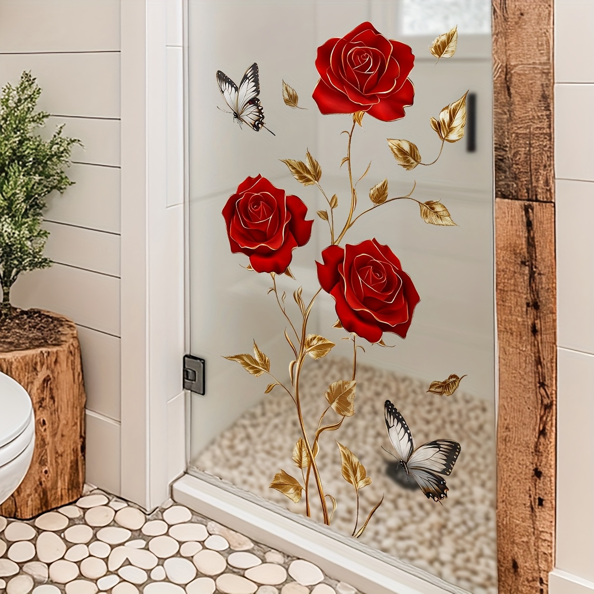 1개의 매력적이고 낭만적인 붉은 장미 나비 창문 및 벽 - Home Decor Window Blinds 리뷰 및 가격