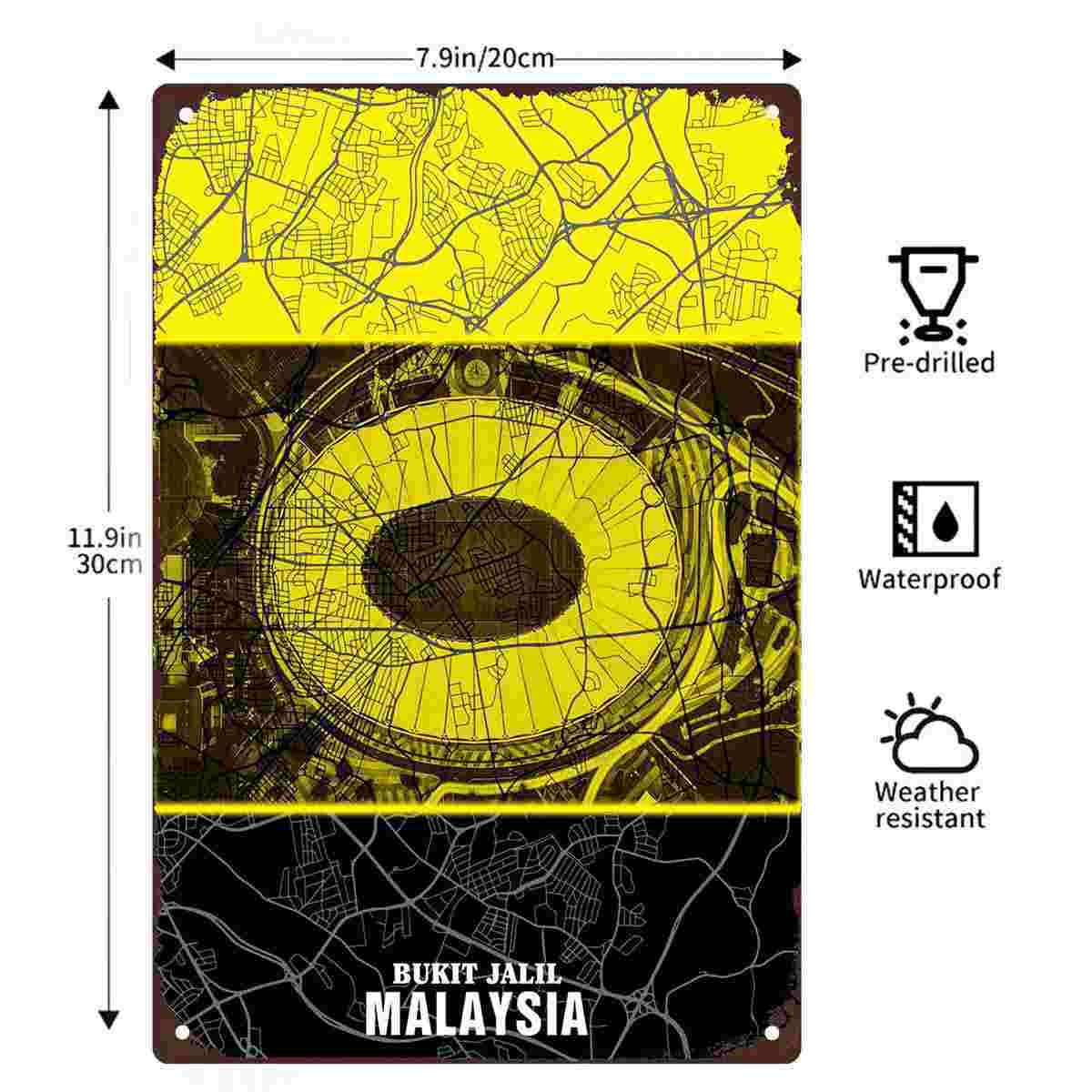 2D 평면 1개 부킷 잘릴 말레이시아 도시 지도 금속  - Home Decor Malaysia 리뷰 및 가격