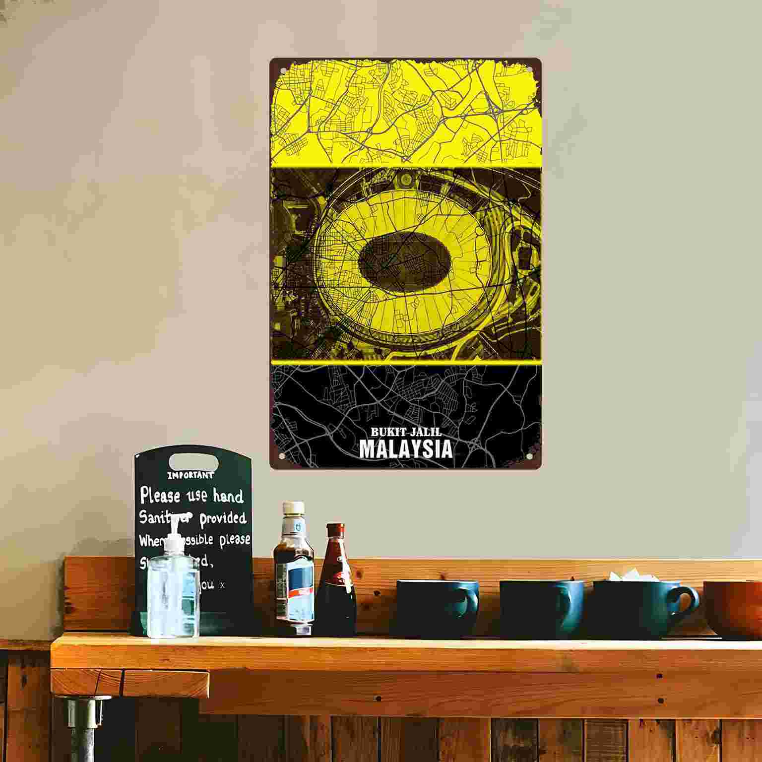 2D 평면 1개 부킷 잘릴 말레이시아 도시 지도 금속  - Home Decor Malaysia 리뷰 및 가격