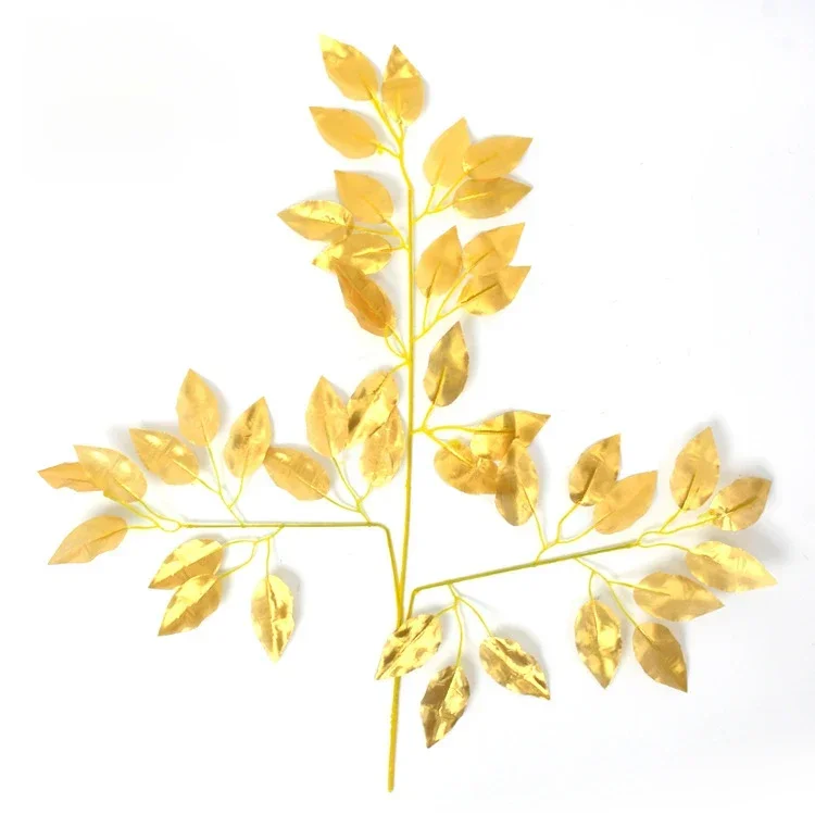 12pcs/한 덩어리 인공 황금 반얀 나무 잎 결혼식  - Artificial Hanging Plants 리뷰 및 가격