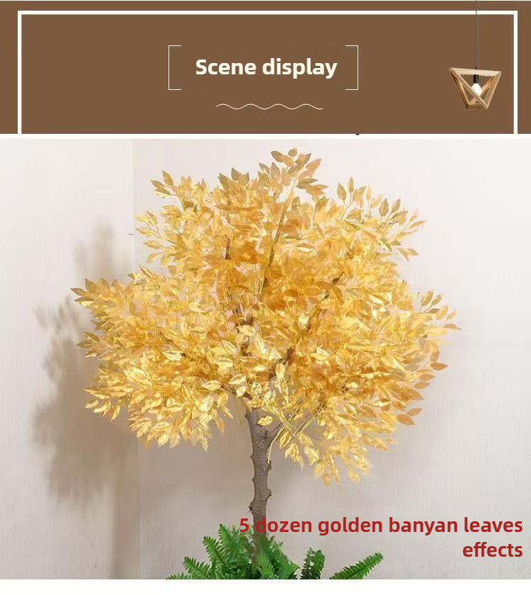 12pcs/한 덩어리 인공 황금 반얀 나무 잎 결혼식  - Artificial Hanging Plants 리뷰 및 가격