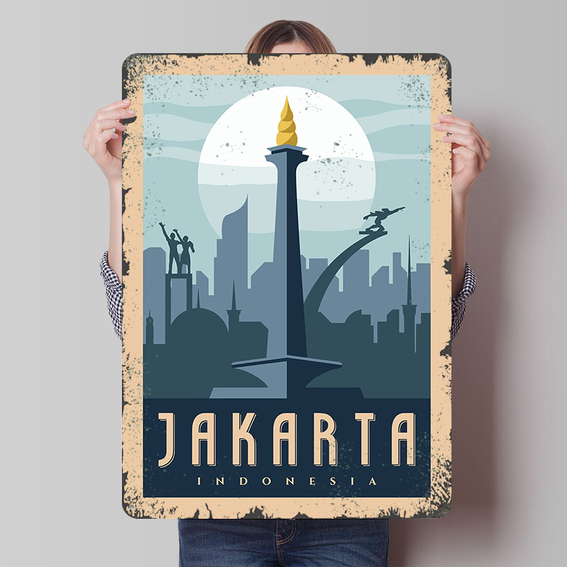 자카르타 인도네시아 여행 금속 포스터 맞춤형 벽 장식  - Home Decor Jakarta 리뷰 및 가격