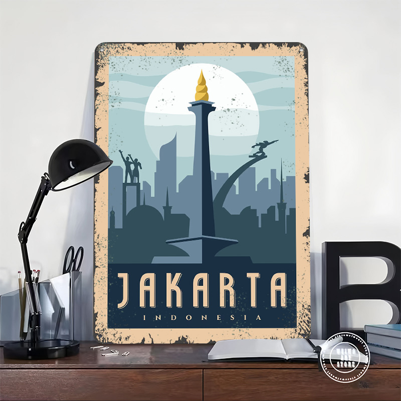 자카르타 인도네시아 여행 금속 포스터 맞춤형 벽 장식  - Home Decor Jakarta 리뷰 및 가격