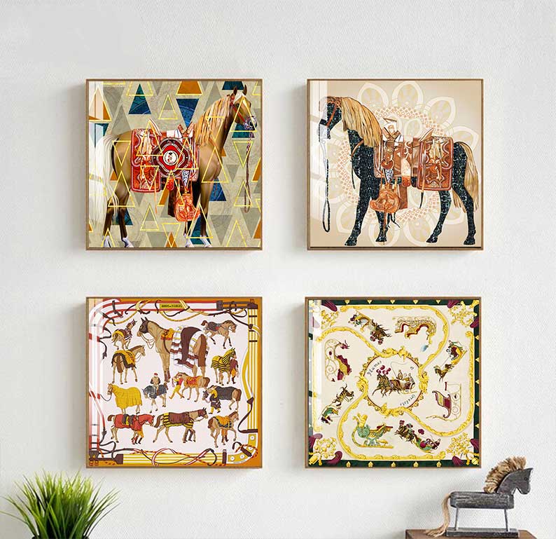현대 말 캔버스 회화 그림 및 인쇄 현대 에르메스 벽  - Home Decor Hermes 리뷰 및 가격