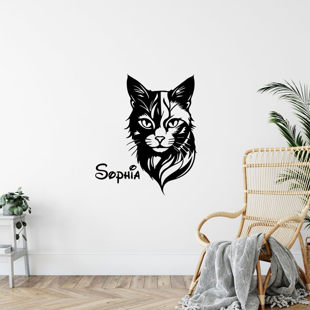 1PC 귀여운 고양이 맞춤 이름 벽 아트 데칼 벽 스티 - Home Decor Cat 리뷰 및 가격