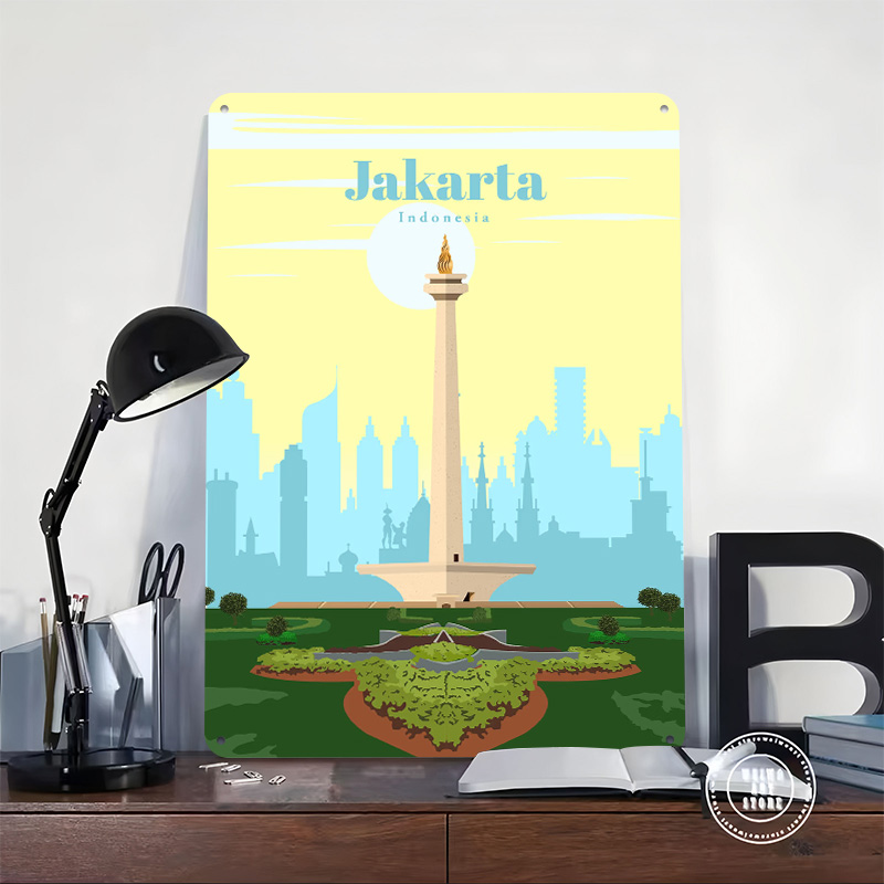 자카르타 여행 포스터 맞춤 제작 레트로 벽 장식 빈티지 - Home Decor Jakarta 리뷰 및 가격