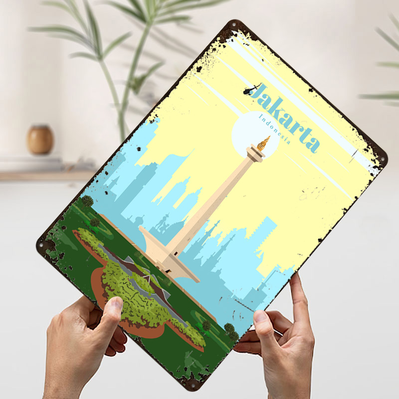 자카르타 여행 포스터 맞춤 제작 레트로 벽 장식 빈티지 - Home Decor Jakarta 리뷰 및 가격