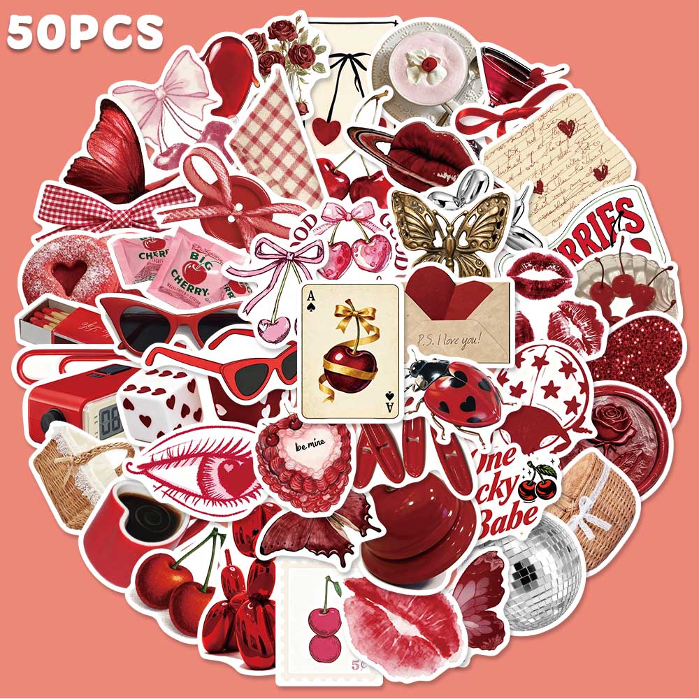 50pcs 체리 컬러 낙서 스티커 전화 수하물에 대 한 - Home Decor Wall Panels 리뷰 및 가격