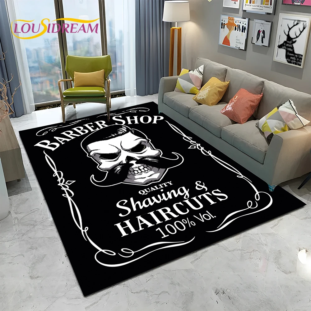 바버샵 간판 3D 해골 빈티지 HD 카펫 러그 (가정용 - Home Decor Online Shop 리뷰 및 가격