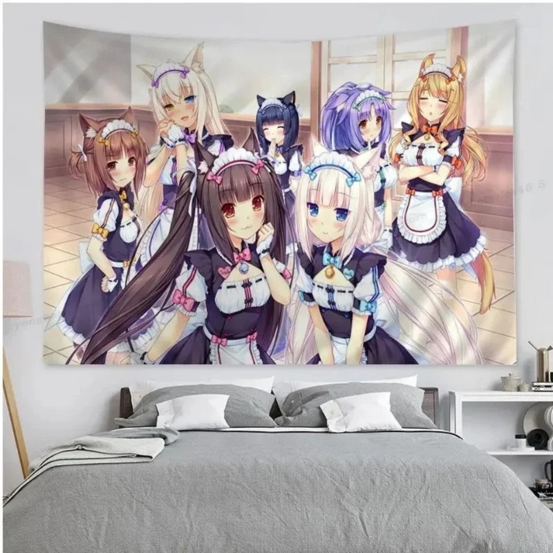 VIKAMA 고양이 소녀 애니메이션 태피스트리 달콤한  - Home Decor Under 100 리뷰 및 가격