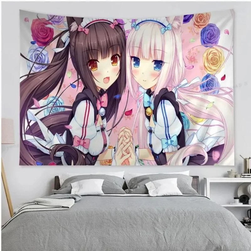 VIKAMA 고양이 소녀 애니메이션 태피스트리 달콤한  - Home Decor Under 100 리뷰 및 가격